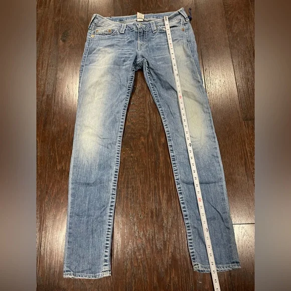 TRUE RELIGION Women Sequin Pocket Skinny  Light Denim Size 31  USA - Picture 2 of 7